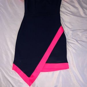 Bodycon dress (dark blue and hot pink)